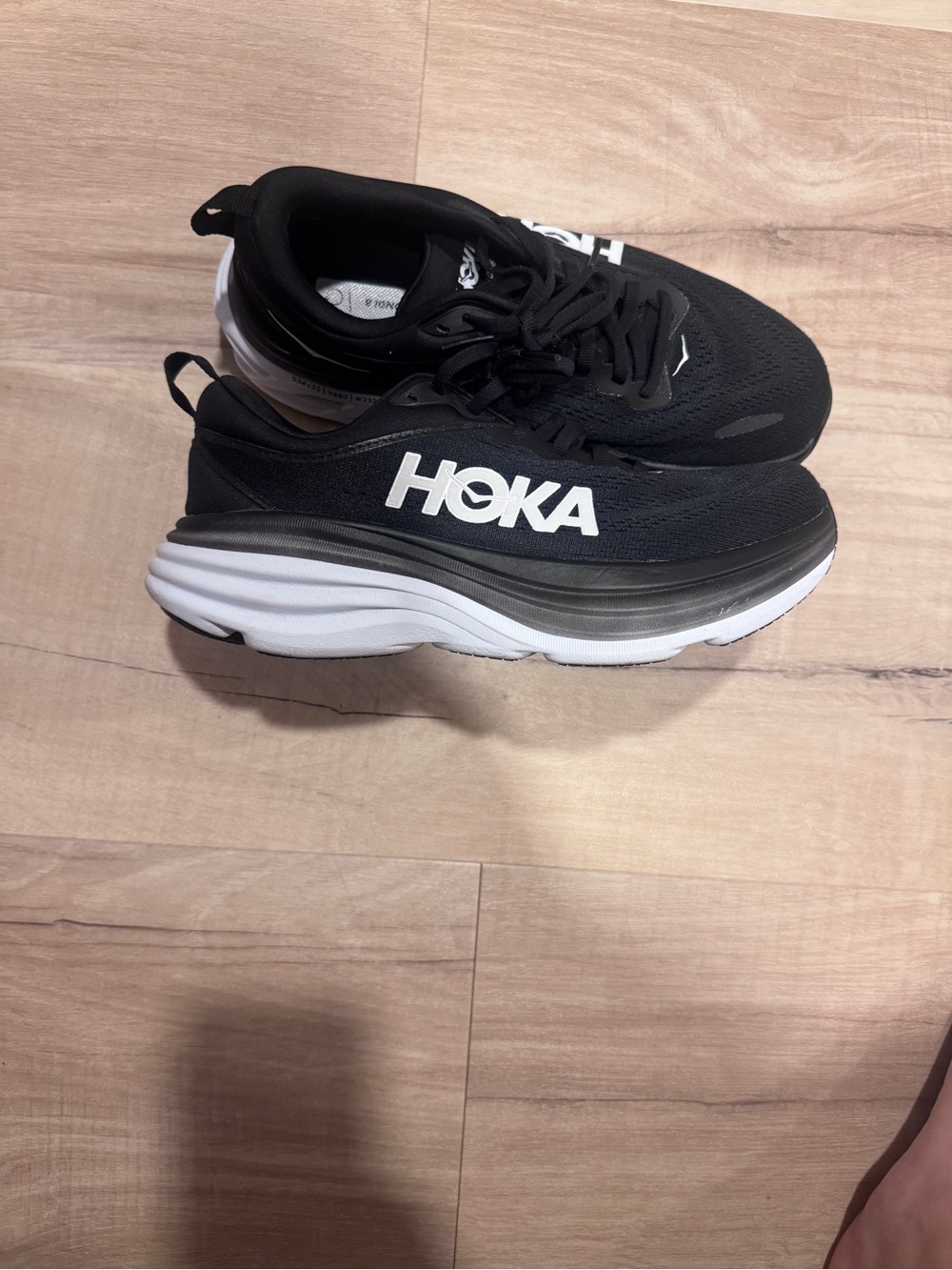 Hoka Bondi 8 Black Running Shoes - Lightweight Cushioning - Picture 2 of 6